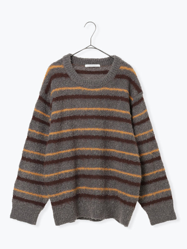 セール】 ボーダーブークレニットプルオーバー（グレー/ネイビー