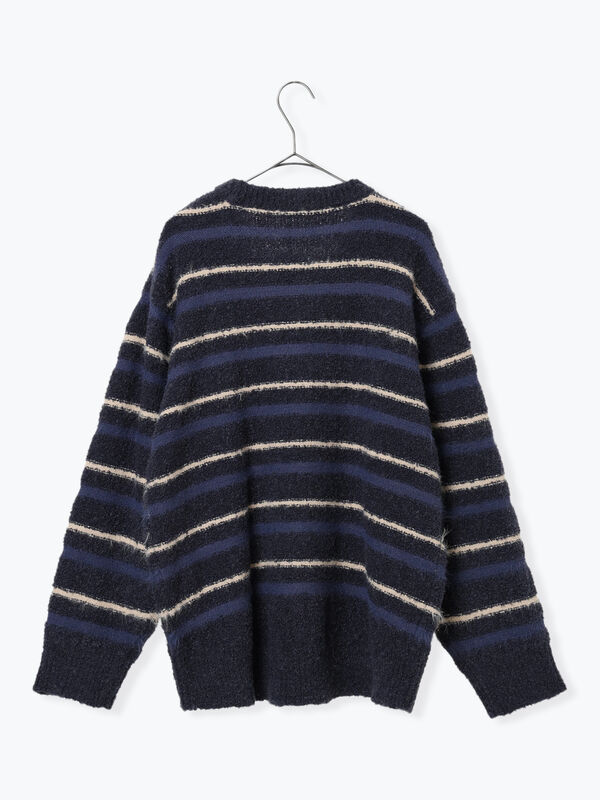 セール】 ボーダーブークレニットプルオーバー（グレー/ネイビー