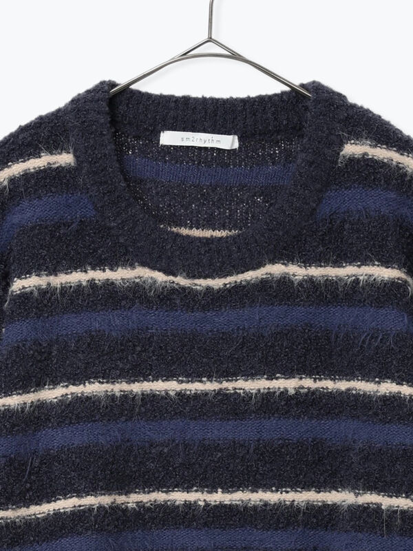 【MADISONBLUE】ブークレボーダーニットプルオーバー/ブラック/02 MADISONBLUE】ブークレボーダーニットプルオーバー/ブラック/02 【公式