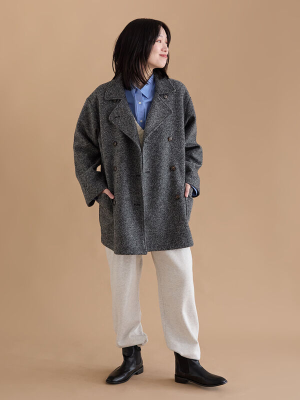 セール】 ダブルミドルコート（グレー/キャメル/アウター/コート