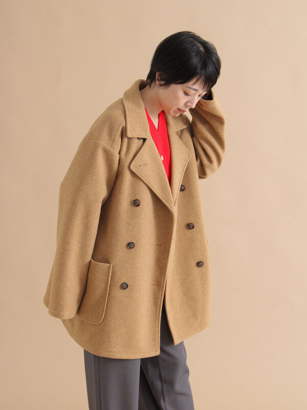 ミドルコートキャメルうずらん様 セール】 ダブルミドルコート（グレー/キャメル/アウター/コート