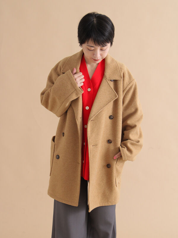 セール】 ダブルミドルコート（グレー/キャメル/アウター/コート
