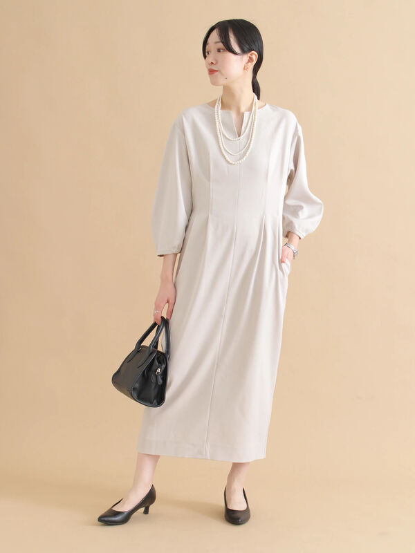 極美品✨　23AW　ドゥーズィエムクラス　ベビーアルパカ Mix ワンピース タックワンピース（ブラック/ライトベージュ/ワンピース/ワンピース