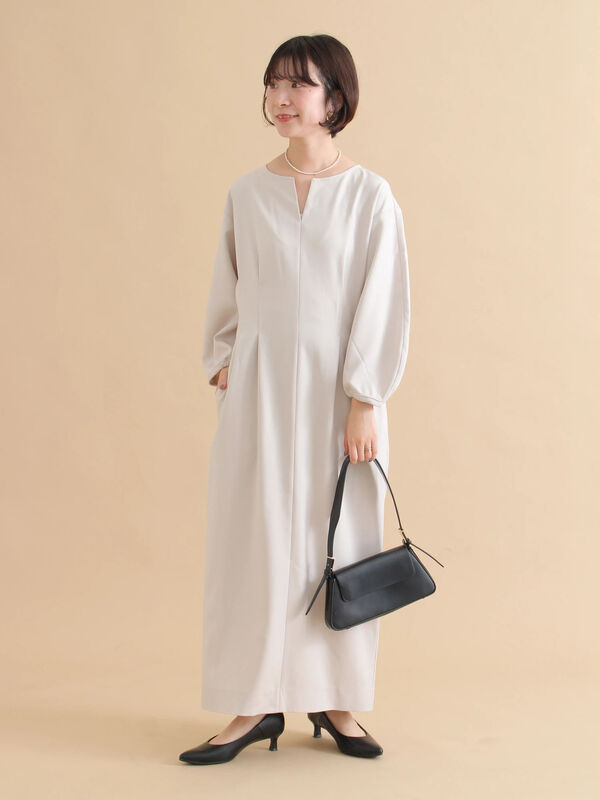 ワンピース　Nyx sama タックワンピース（ブラック/ライトベージュ/ワンピース/ワンピース