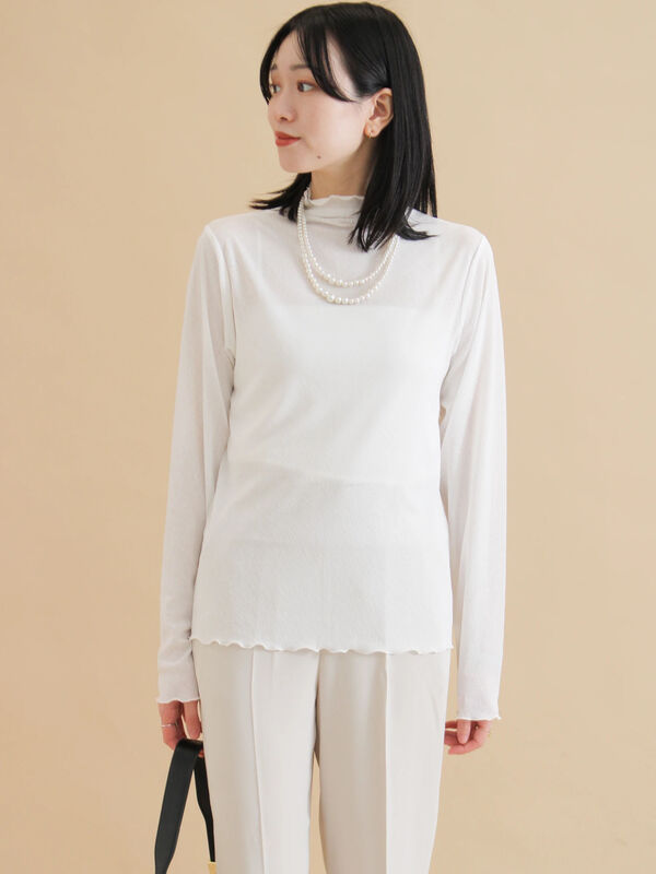 シアープルオーバー（オフホワイト/ブラック/トップス/カットソー