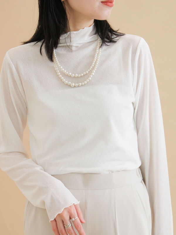 シアープルオーバー（オフホワイト/ブラック/トップス/カットソー