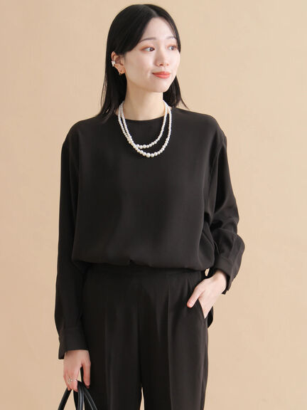 ノーカラーブラウス（ブラック/ライトベージュ）｜sm2rhythm（サマンサモスモス リズム）通販