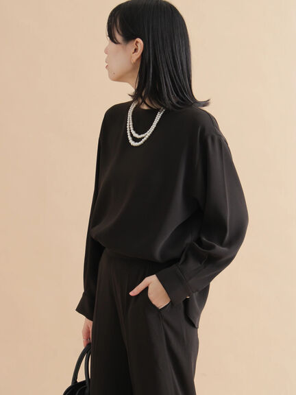 ノーカラーブラウス（ブラック/ライトベージュ）｜sm2rhythm（サマンサモスモス リズム）通販