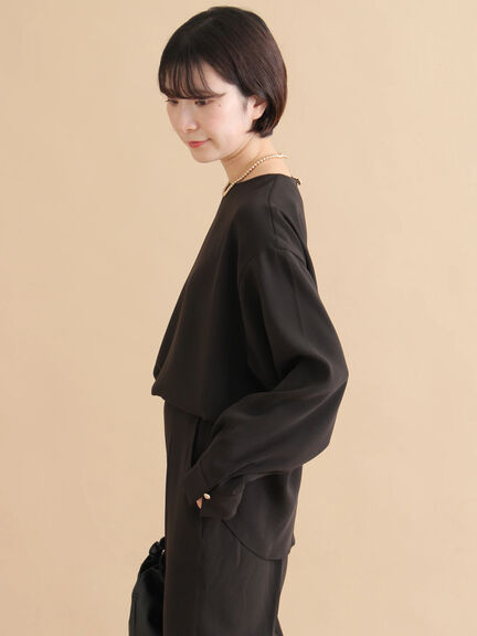 ノーカラーブラウス（ブラック/ライトベージュ）｜sm2rhythm（サマンサモスモス リズム）通販