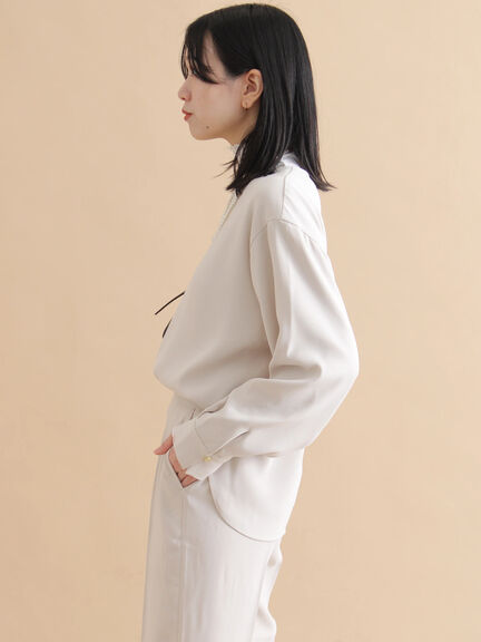 ノーカラーブラウス（ブラック/ライトベージュ）｜sm2rhythm（サマンサモスモス リズム）通販