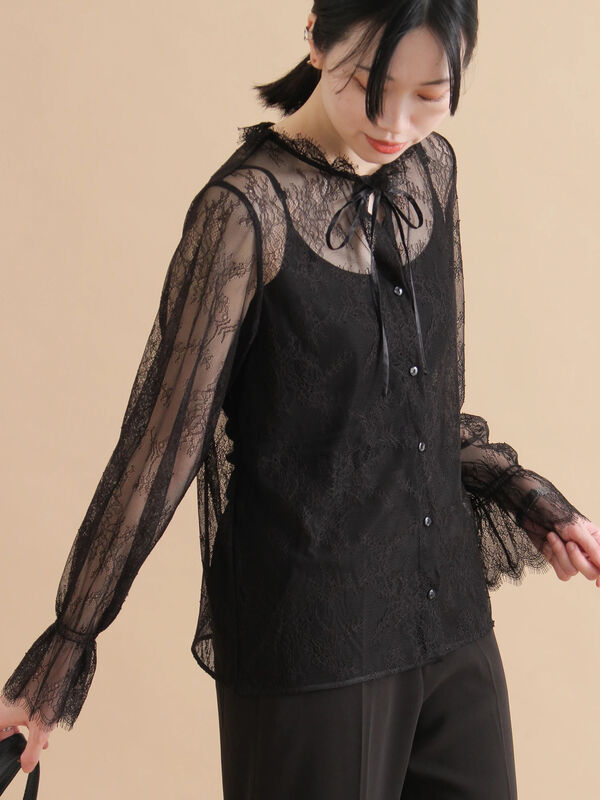 レースボウタイブラウス（オフホワイト/ブラック）｜sm2rhythm（サマンサモスモス リズム）通販