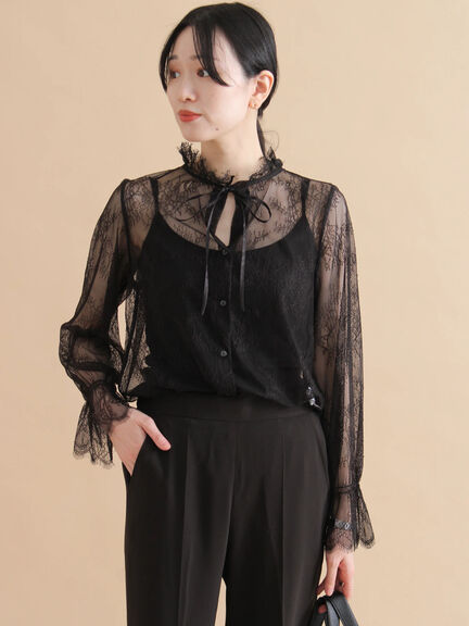 レースボウタイブラウス（オフホワイト/ブラック）｜sm2rhythm（サマンサモスモス リズム）通販