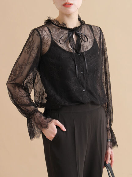 レースボウタイブラウス（オフホワイト/ブラック）｜sm2rhythm（サマンサモスモス リズム）通販