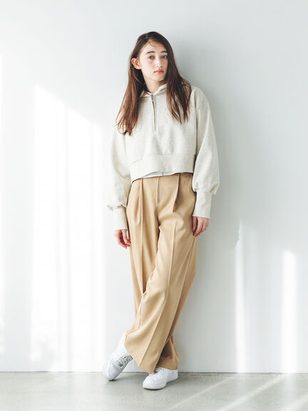 ハイウエストパンツ（チャコールグレー/ベージュ）｜sō4ū（ソウフォーユー）通販