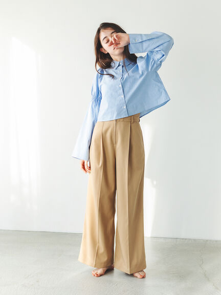 袖シャーリングシャツ（オフホワイト/サックスブルー）｜sō4ū（ソウフォーユー）通販