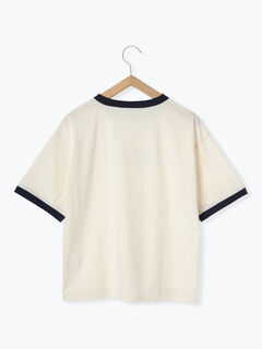 セール】 リンガーロゴプリントTシャツ（オフホワイト/キナリ