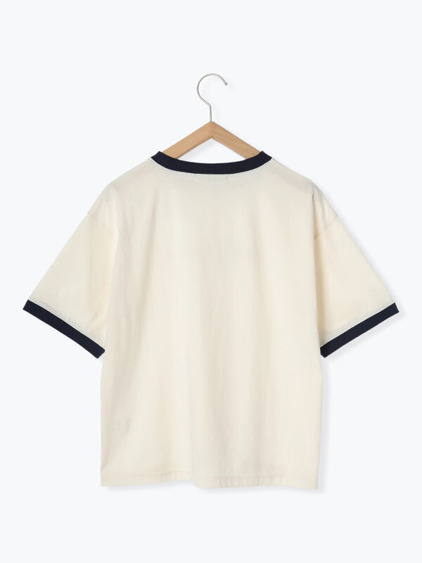 セール】 リンガーロゴプリントTシャツ（オフホワイト/キナリ