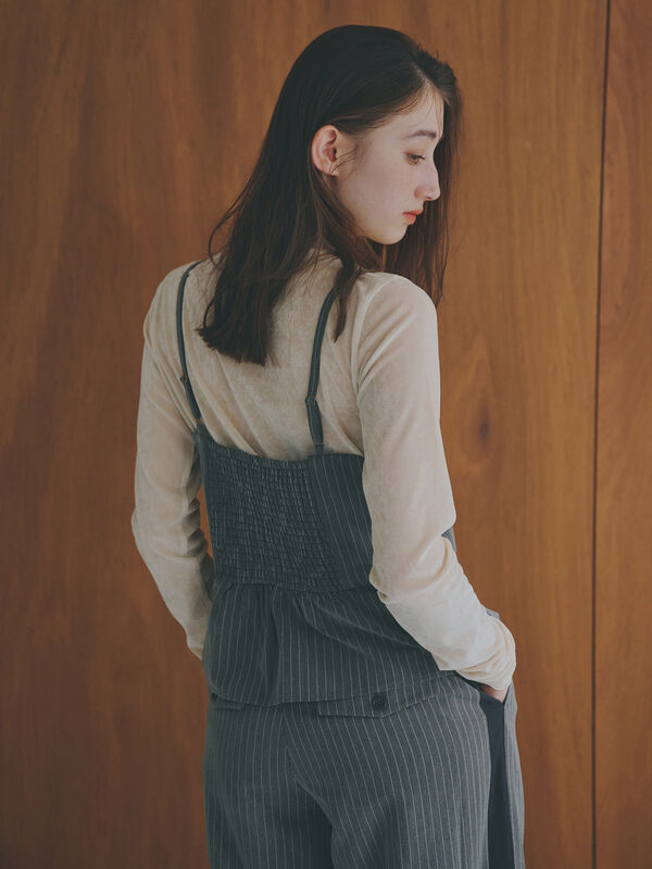 PINUE/ストライプギャザービスチェ NOUNLESS - STRIPE GATHER BUSTIER TOPS / ストライプ ギャザー