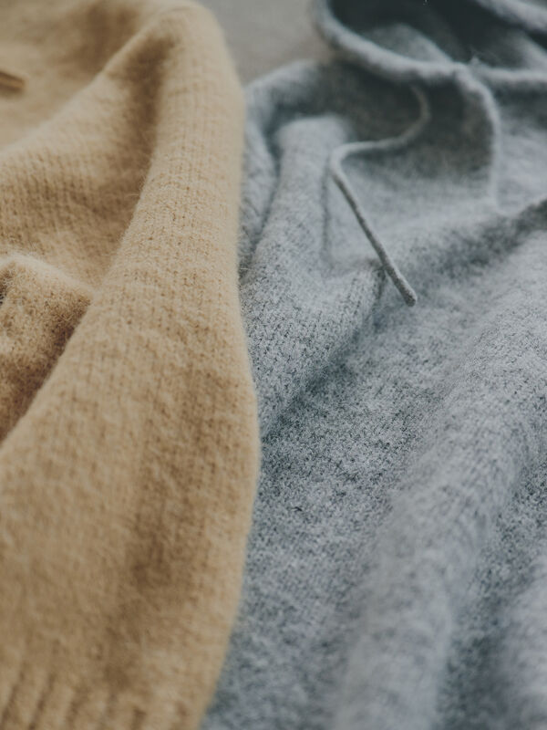 セール】 フード付ニットプルオーバー（グレー/キャメル/トップス