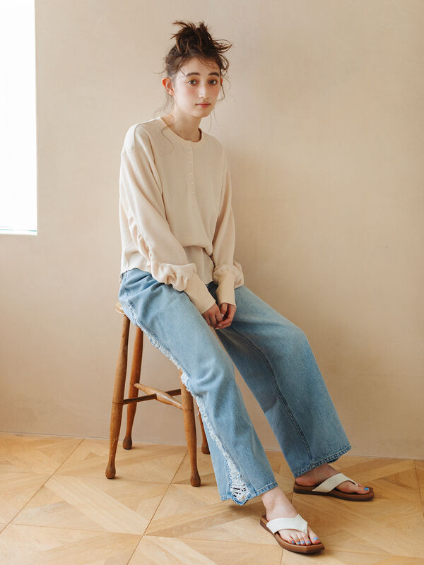 パンツ damage denim pants(unisex) / saxblue damage denim pants(unisex)/saxblue | KNUTH MARF