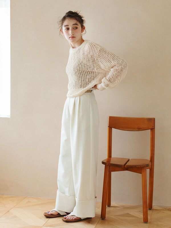 【precme.】wide straight slacks(オフホワイト) Precme. wide straight slacks(off white)