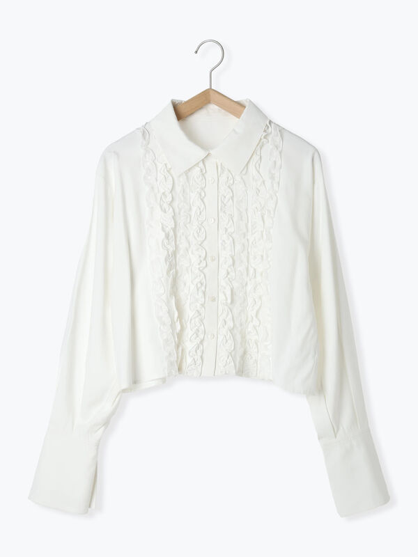 セール】 フリルシャツ（ホワイト/サックスブルー/トップス/シャツ