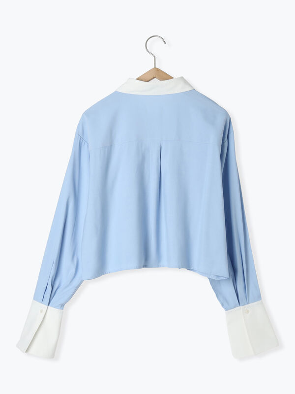 【定価の90%OFF】ESSENCE OF LUXURY フリルシャツ 青 Z1975 デニムフリルシャツ - ミディアムブルー | ZARA Japan / 日本