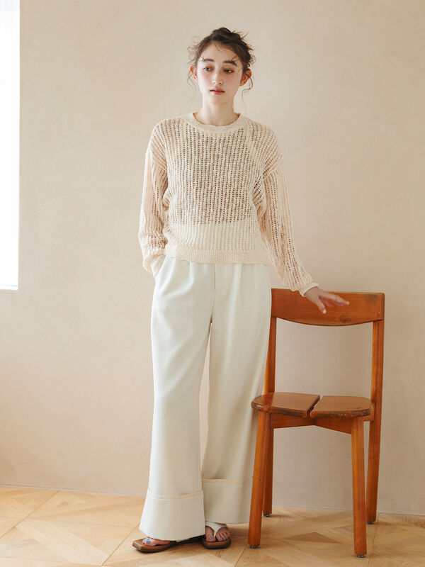 FUMIE=TANAKA◆モールメッシュプルオーバー/トップス/2/コットン/アイボリー FUMIE=TANAKA(フミエタナカ) / モールメッシュプルオーバー