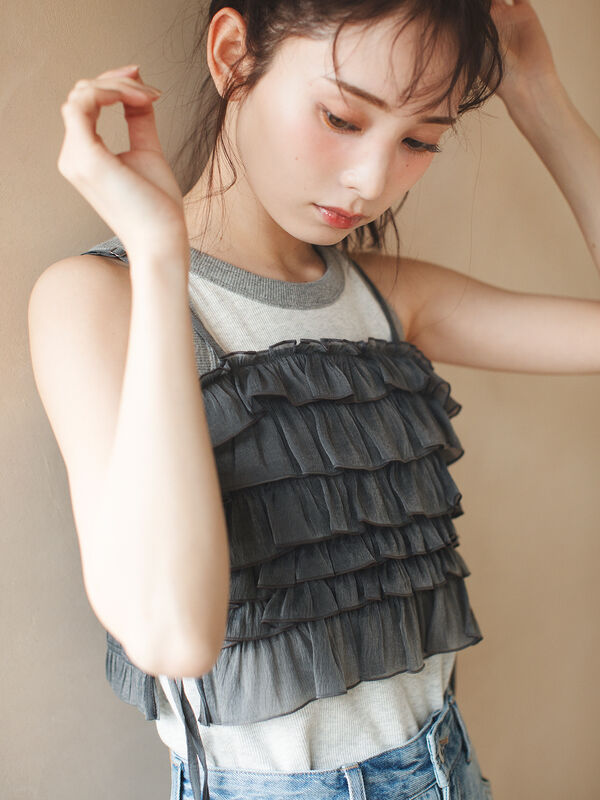 セール】 フリルビスチェ（グレー/ピンク/トップス/シャツ・ブラウス