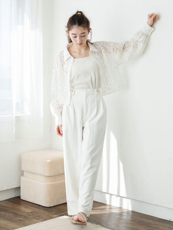 セール】 レースシャツ（オフホワイト/ブラック/トップス/シャツ