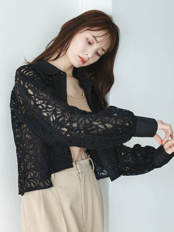 Drawer - serizawa セリザワ lace flare tops レースフレア