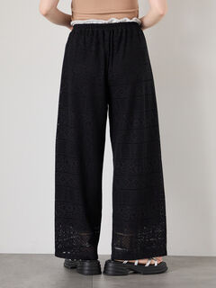 新品　コヒナ　ブラック レースパンツ ツータックレースイージーパンツ-short & regular | 小柄・低