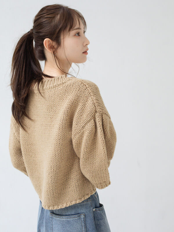 セール】 ローゲージ半袖ニット（ベージュ/キナリ/トップス/ニット