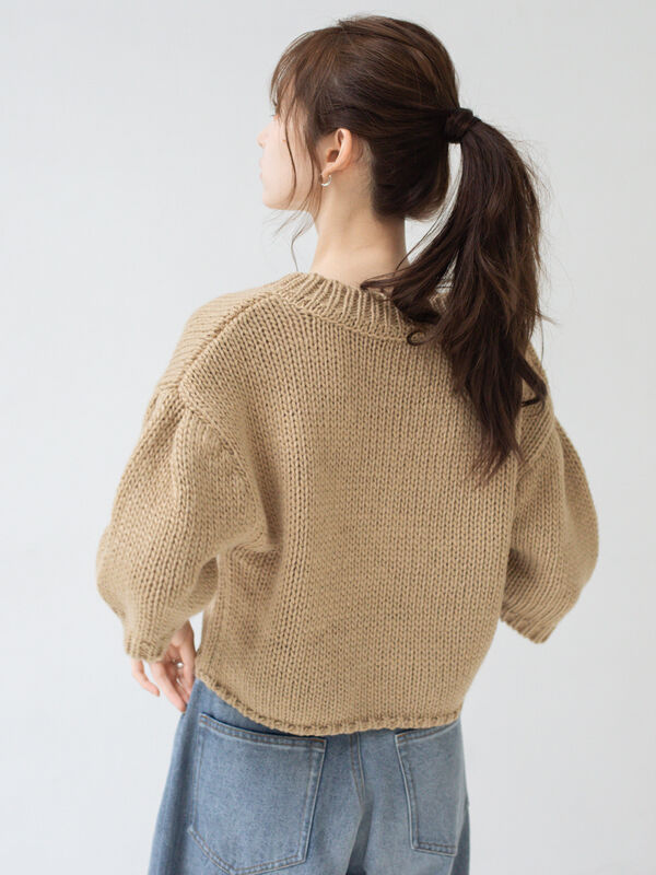 セール】 ローゲージ半袖ニット（ベージュ/キナリ/トップス/ニット