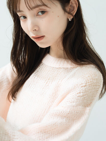 シアーミックスニット（オフホワイト/ピンク）｜sō4ū（ソウフォーユー）通販