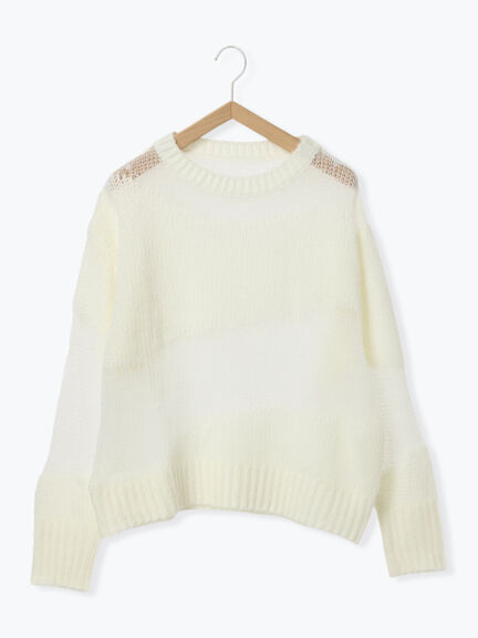 シアーミックスニット（オフホワイト/ピンク）｜sō4ū（ソウフォーユー）通販