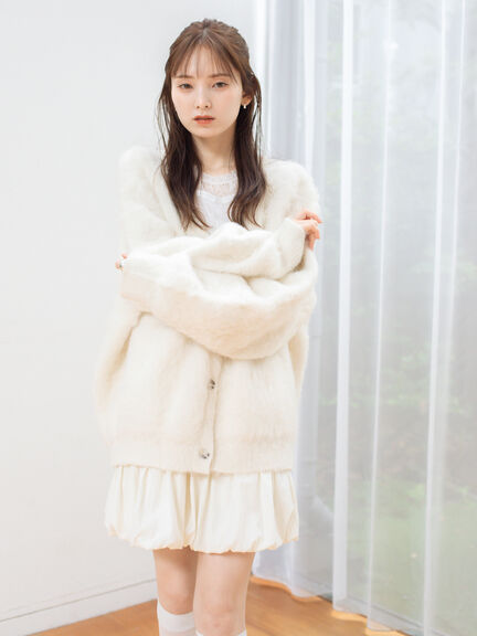 起毛Vネックカーディガン（オフホワイト/ベージュ）｜sō4ū（ソウフォーユー）通販