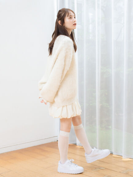 起毛Vネックカーディガン（オフホワイト/ベージュ）｜sō4ū（ソウフォーユー）通販