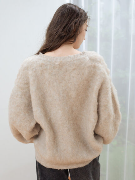 起毛Vネックカーディガン（オフホワイト/ベージュ）｜sō4ū（ソウフォーユー）通販