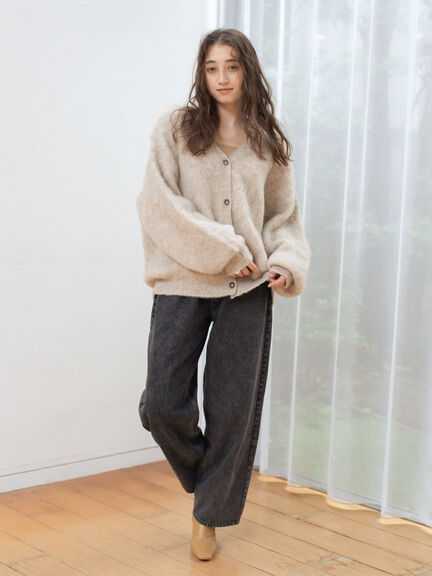 起毛Vネックカーディガン（オフホワイト/ベージュ）｜sō4ū（ソウフォーユー）通販