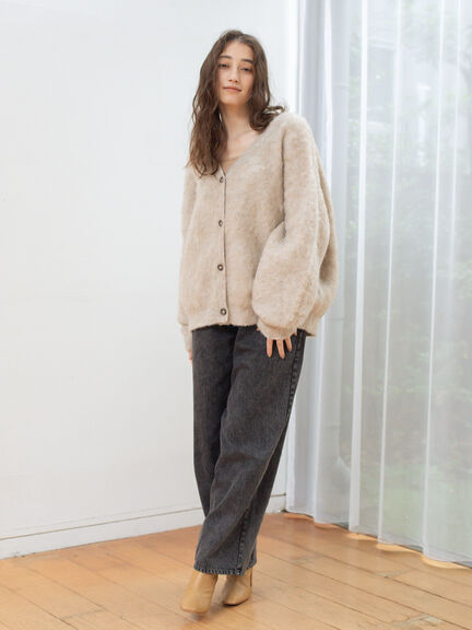 起毛Vネックカーディガン（オフホワイト/ベージュ）｜sō4ū（ソウフォーユー）通販