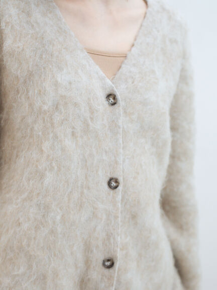 起毛Vネックカーディガン（オフホワイト/ベージュ）｜sō4ū（ソウフォーユー）通販