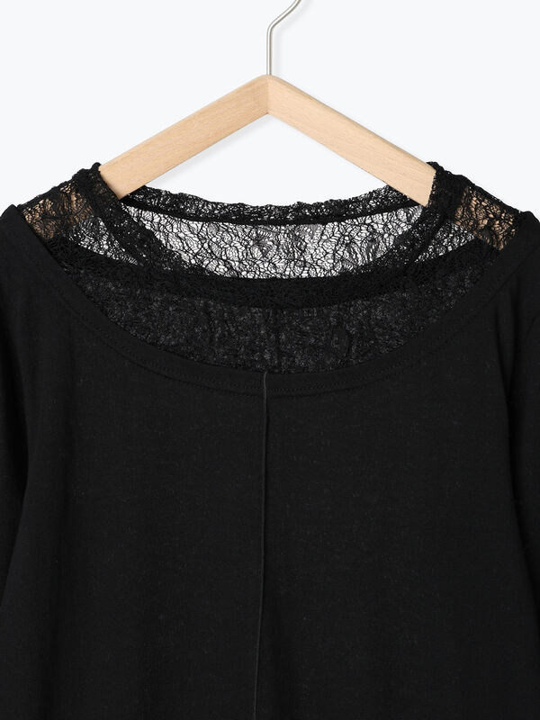 セール】 レイヤード風シアーカットソー（オフホワイト/ブラック