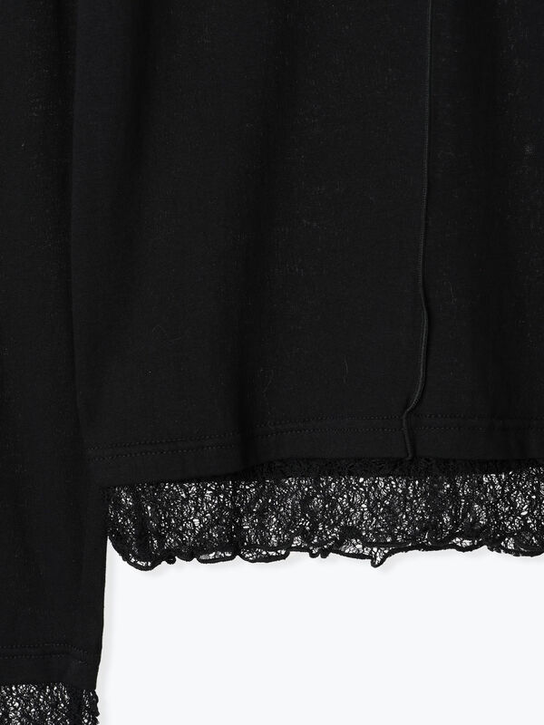 セール】 レイヤード風シアーカットソー（オフホワイト/ブラック