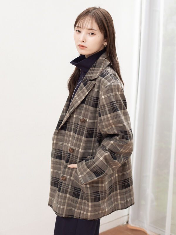 オーバーサイズテーラードジャケット（グレー/ベージュ/アウター