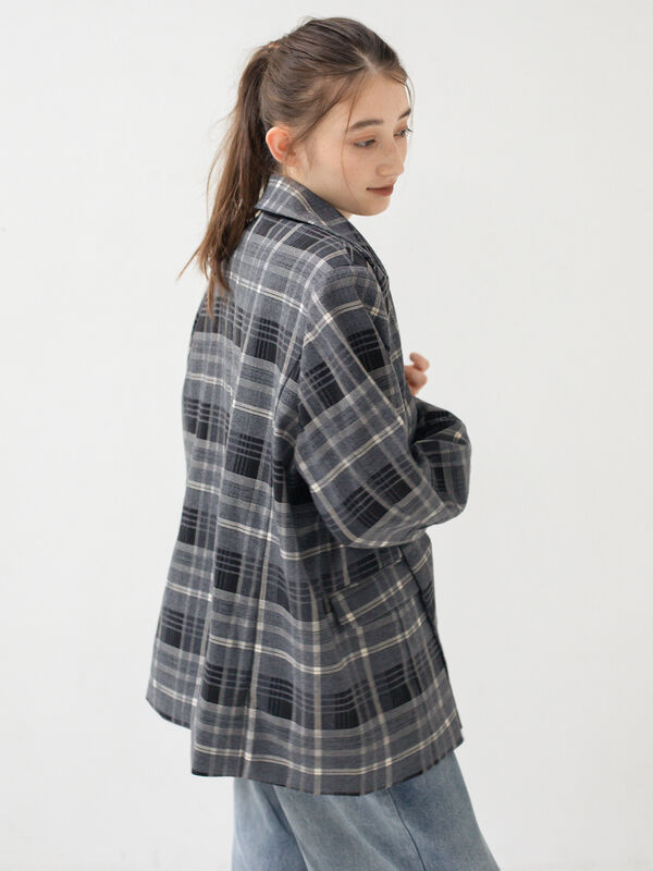 セール】 オーバーサイズテーラードジャケット（グレー/ベージュ