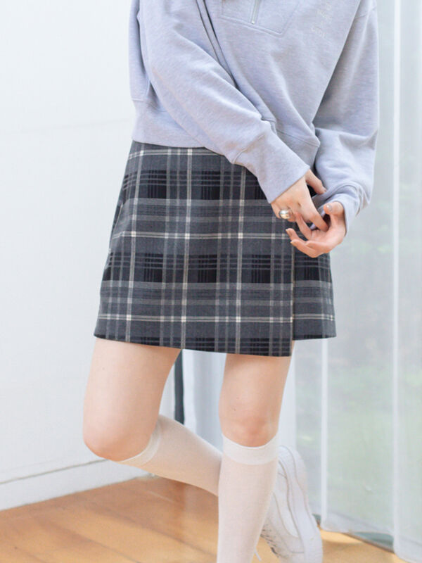 セール】 ラップ風ミニスカート（グレー/ベージュ/ボトムス/スカート
