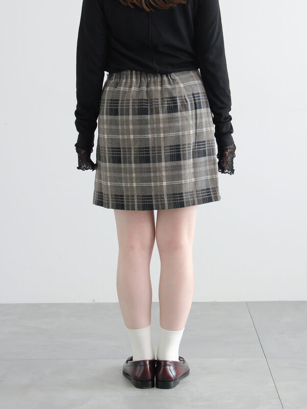 セール】 ラップ風ミニスカート（グレー/ベージュ/ボトムス/スカート
