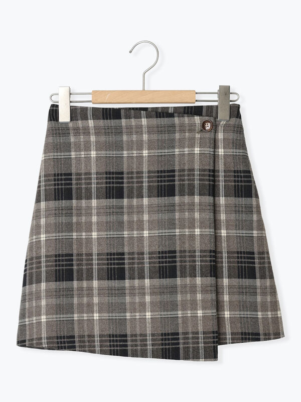 セール】 ラップ風ミニスカート（グレー/ベージュ/ボトムス/スカート