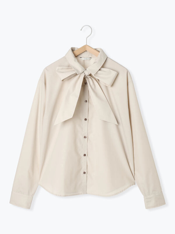 セール】 リボンタイ付きシャツ（オフホワイト/ベージュ/トップス